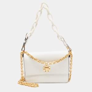 Pre Owned Tory Burch Off White Leather Mini Kira Shoulder Bag