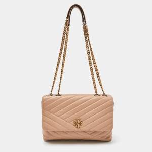 Pre Owned Tory Burch Beige Leather Kira Flap Shoulder Bag