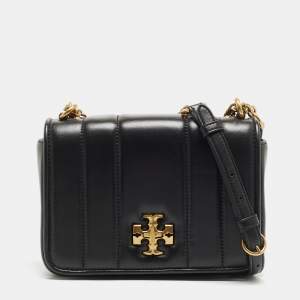 Pre Owned Tory Burch Black Quilted Leather Kira Shoulder Bag
