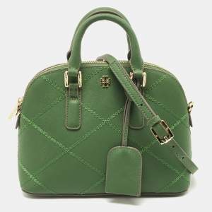 Tory Burch Green Leather Mini Stitched Robinson Satchel