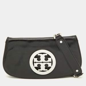 Pre Owned Tory Burch Black Leather Reva Crossbody Bag