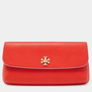 Tory Burch Red Leather Slim Diana Flap Clutch