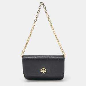 Tory Burch Black Leather Flap Shoulder Bag
