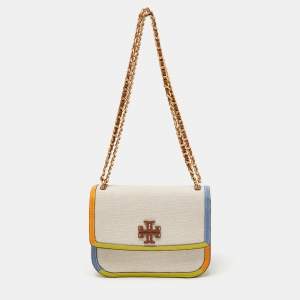 Tory Burch Multicolor Canvas and Leather Britten Shoulder Bag