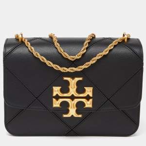 Tory Burch Black Diamond Quilt Leather Eleanor Shoulder Bag