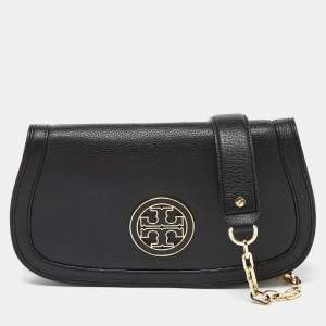 Pre Owned Tory Burch Black Leather Britten Crossbody Bag