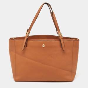 Tory Burch Brown Leather Large York Buckle Shopper Tote