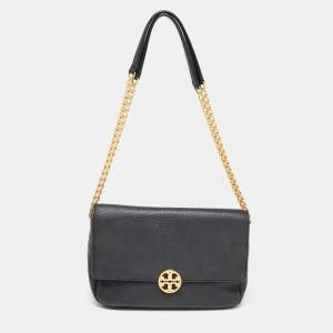 Pre Owned Tory Burch Black Leather Chelsea Shoulder Bag