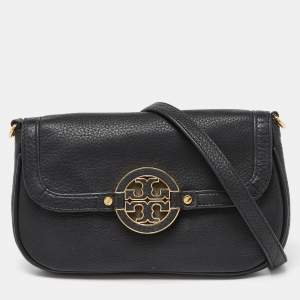 Pre Owned Tory Burch Black Leather Britten Crossbody Bag