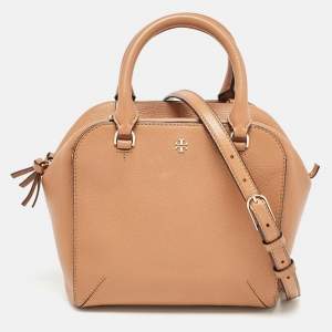 Tory Burch Brown Leather Zip Satchel