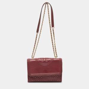 Tory Burch Red Leather Small Fleming Shoulder Bag