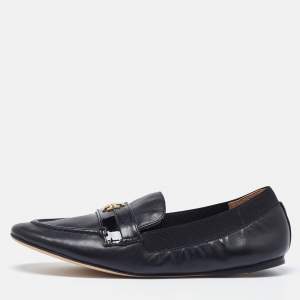 Tory Burch Black Leather Jolie Stretch Smoking Slippers Size 35