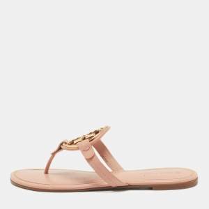 Tory Burch Pink Leather Miller Thong Flats Size 39.5