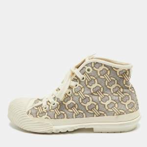 Tory Burch Two Tone Fabric High Top Sneakers Size 39.5