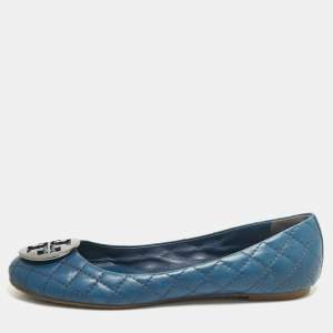 Tory Burch Blue Leather Ballet Flats Size 40