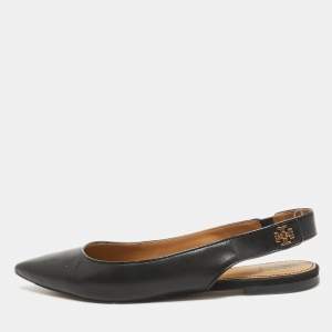 Tory Burch Black Leather Kira Slingback Flats Size 38.5