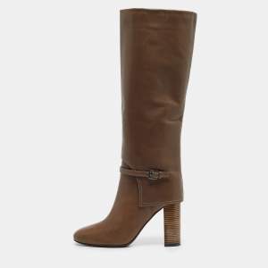 Tory Burch Olive Green Leather Faye Knee Length Boots Size 40