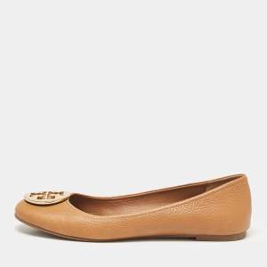 Tory Burch Brown Leather Reva Ballet Flats Size 39.5