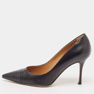 Tory Burch Black Lizard Embossed and Leather Penelope Pumps Size 41