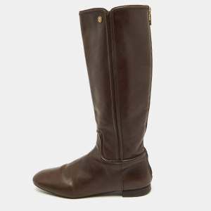 Tory Burch Dark Brown Leather Riding Knee Length Boots Size 41