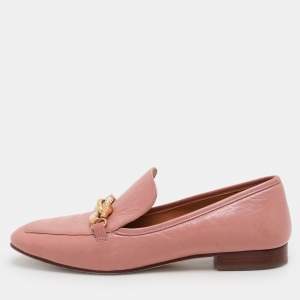 Tory Burch Pink Leather Jessa Loafers Size 38