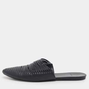 Tory Burch Navy Blue Leather Sienna Mules Size 38