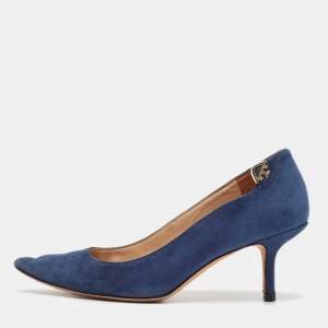 Tory Burch Blue Suede Elizabeth Pointed Toe Pumps Size 35.5