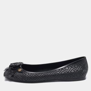 Tory Burch Black Jelly Blossom Ballet Flat Size 38.5