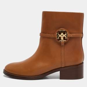 Tory Burch Brown Leather Ankle Length Boots Size 40
