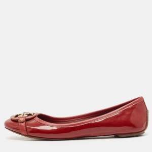 Tory Burch Red Patent Leather Aaden Ballet Flats Size 39