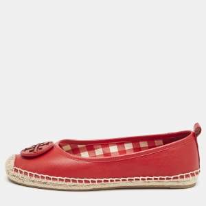 Tory Burch Red Leather Minnie Ballet Flats Size 39