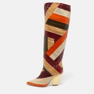 Tory Burch Multicolor Eel Leather Knee Length Boots Size 35.5