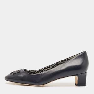 Tory Burch Navy Blue Leather Lowell Pumps Size 38