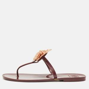 Tory Burch Burgundy Jelly Miller Thong Sandals Size 39