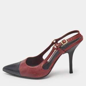 Tory Burch Black/Red Leather Slingback Pumps Size 39