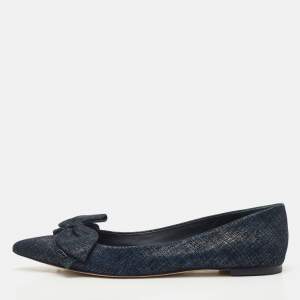 Tory Burch Navy Blue Denim Rosalinda Ballet Flats Size 39