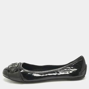 Pre Owned Tory Burch Black Patent Leather Ballet Flats Size 36