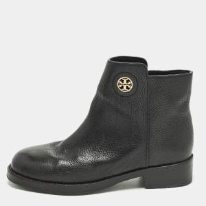 Pre Owned Tory Burch Junction Size 36.5 Black Leather Ankle Length Boots