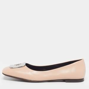 مملوكة مسبقًا Tory Burch Georgia Size 38 Beige Leather Ballet Flats