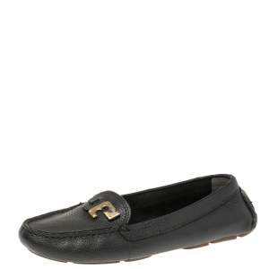 Tory Burch Black Leather Slip on Loafers Size 38