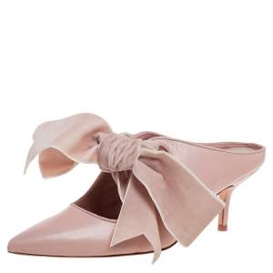Pre Owned Tory Burch Nude Pink Leather Clara Mule Sandals Size 39