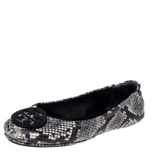Pre Owned Tory Burch Tri Color Python Embossed Leather Minnie Flats Size 39