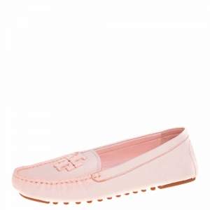 Pre Owned Tory Burch Blush Pink Leather Lowell Loafers Size 39