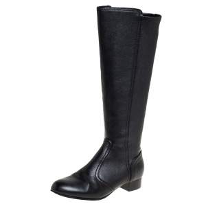 Tory Burch Black Leather Mid Calf Boots Size 35