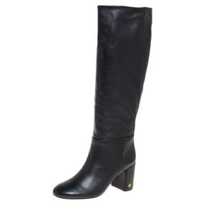 Tory Burch Black Leather Knee Length Boots Size 36