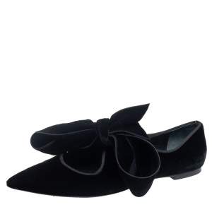 Tory Burch Black Velvet Clara Pointed Toe Ballet Flats Size 38