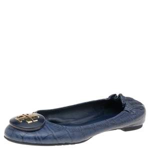 Tory Burch Blue Leather Ballet Flats Size 36.5