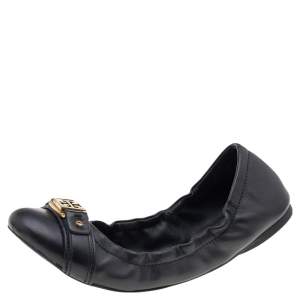 Tory Burch Black Leather Slip on Flats Size 39