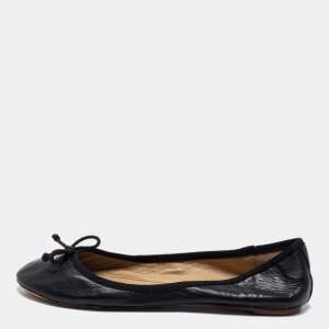 Tory Burch Black Leather Bow Ballet Flats Size 39