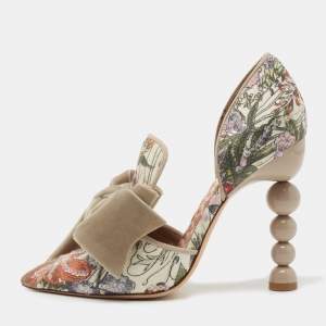 Pre Owned Tory Burch Multicolor Brocade Fabric Pumps Size 36.5